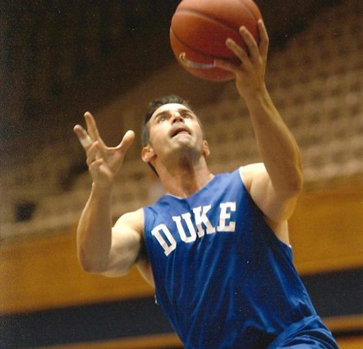 Rob Forcelli playing basketball at Duke’s K Academy